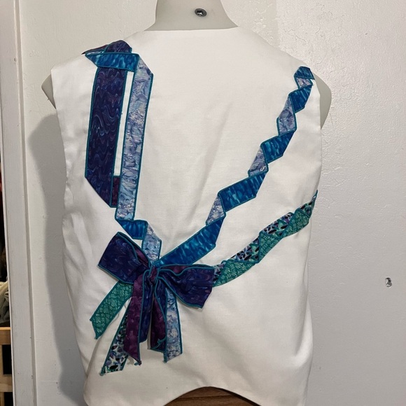 Applique vest with bow in back fully handmade M original vest - Picture 2 of 10